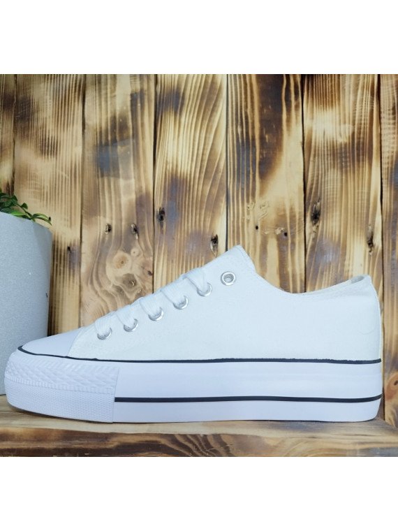 Zapatilla blanca lona doble suela