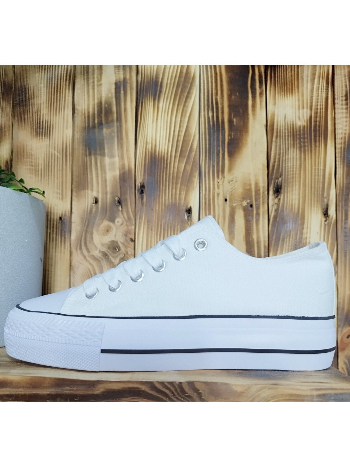 Zapatilla blanca lona doble suela