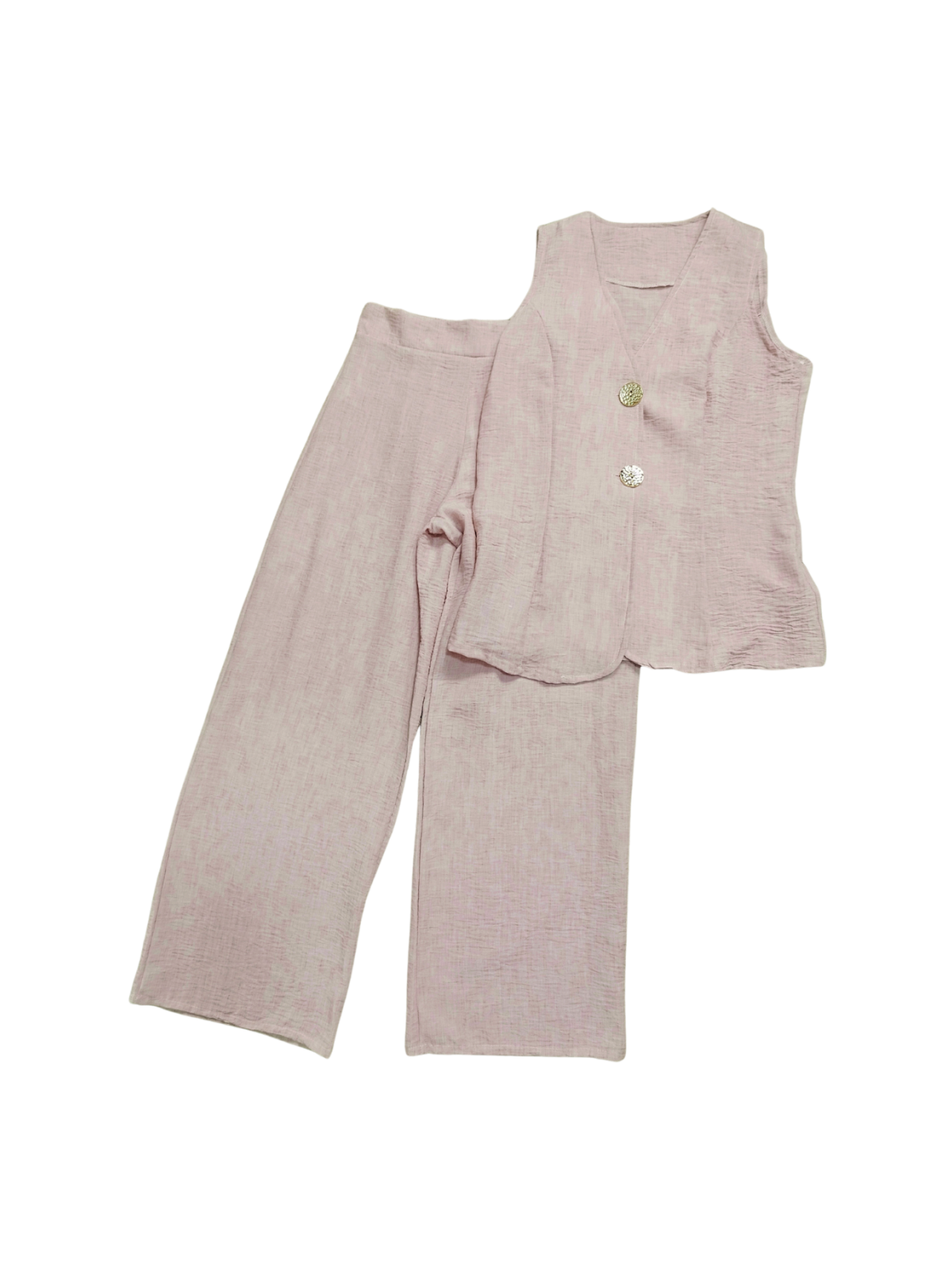Conjunto pantalón y chaleco rosa