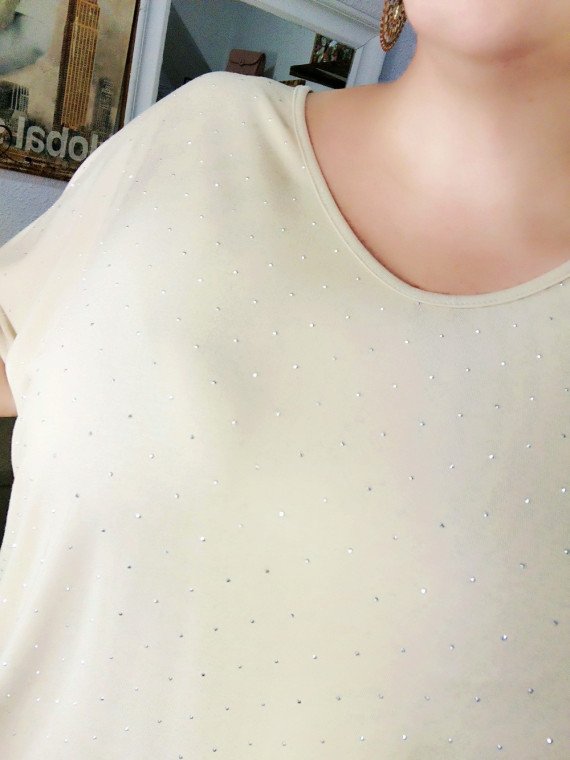 Blusa de Algodón Beige con Destellos