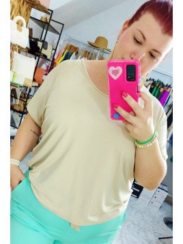 Blusa de Algodón Beige con Destellos