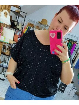 Blusa de Algodón Negra con Destellos