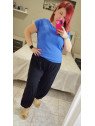 Blusa hilo punto fino azul