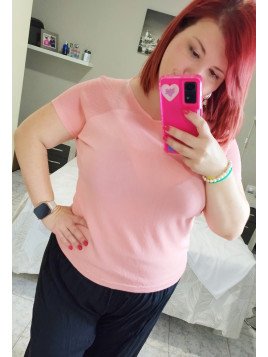 Blusa hilo punto fino salmón