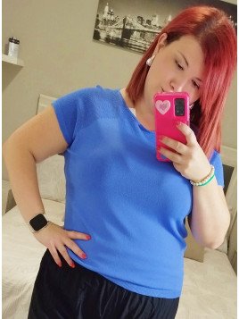 Blusa hilo punto fino azul