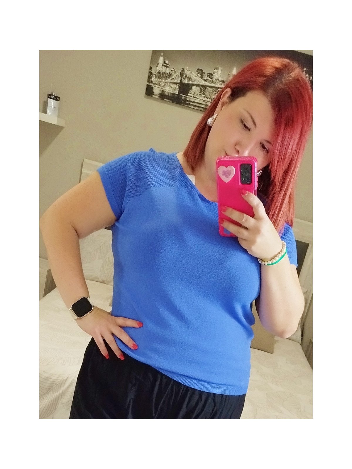 Blusa hilo punto fino azul