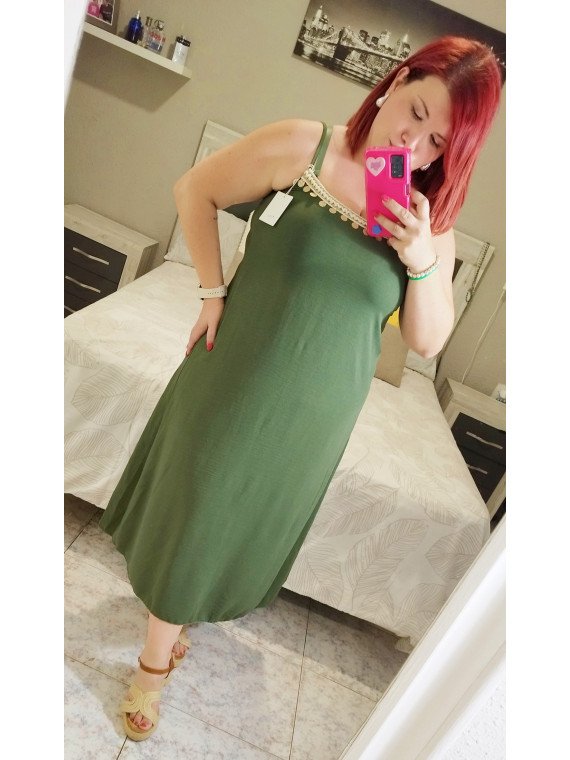 Vestido liso lentejuelas verde