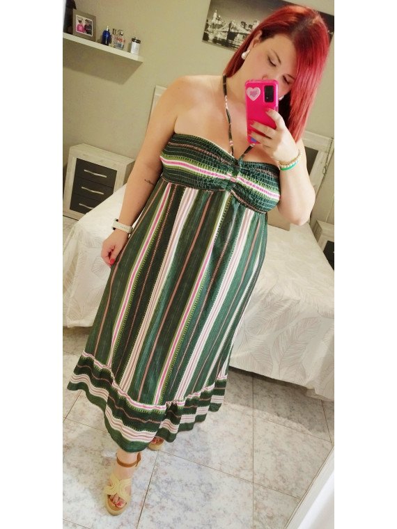 Vestido estampado rayas verde