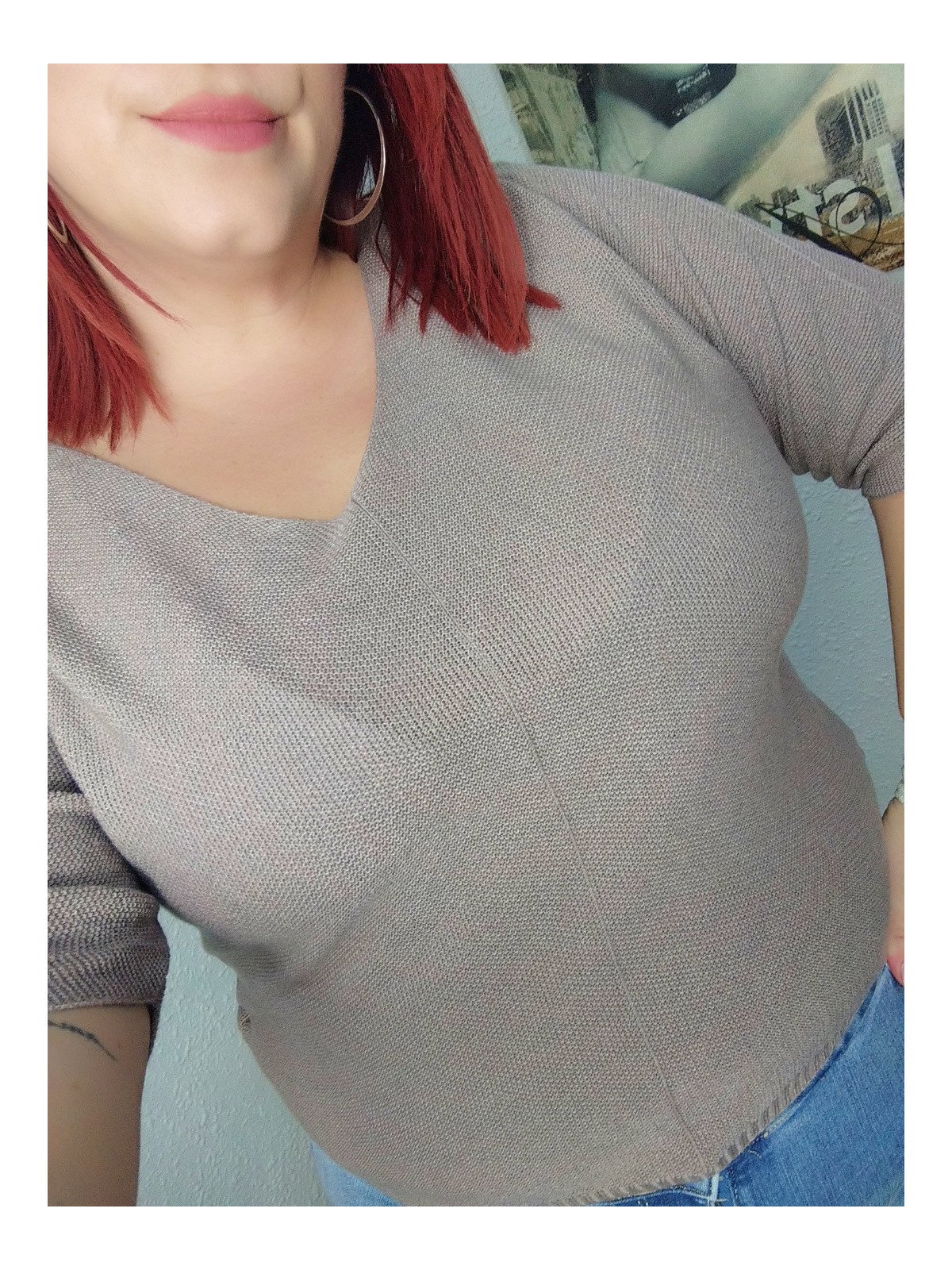 Jersey calado taupe