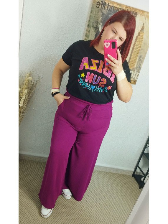 Pantalón camal ancho buganvilla oscuro