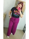 Pantalón camal ancho buganvilla oscuro