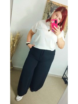 Pantalón camal ancho negro