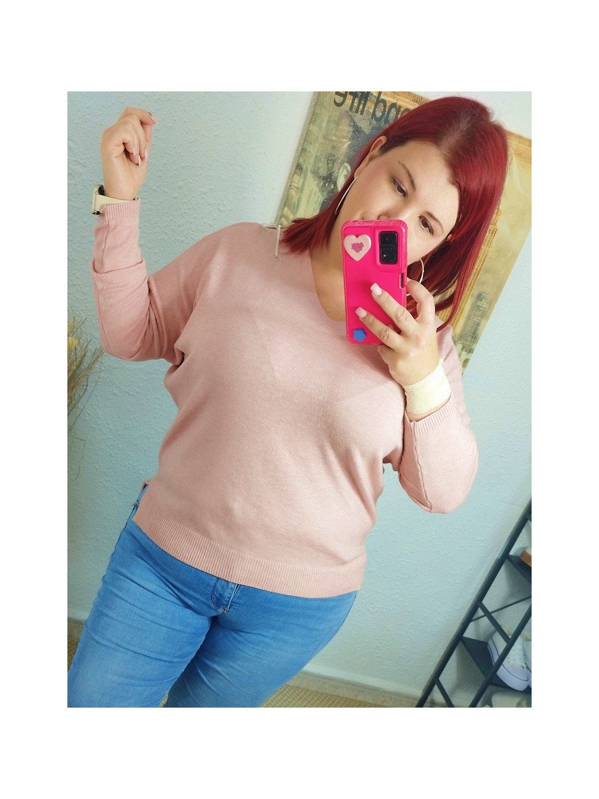 Jersey punto suave rosa