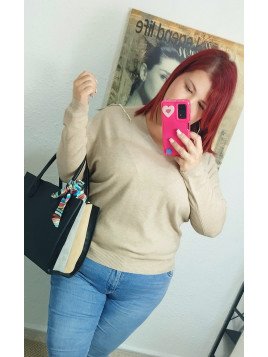 Jersey Beige de Punto Suave