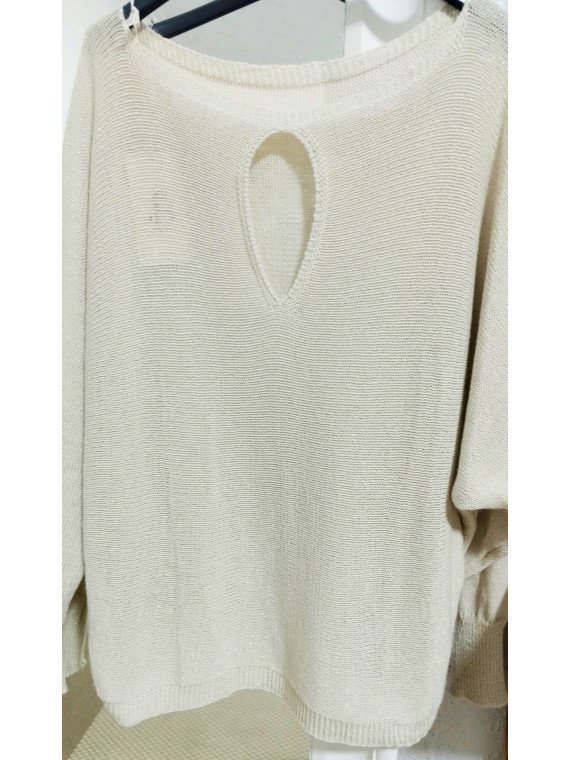 Jersey Calado Beige con Brillo